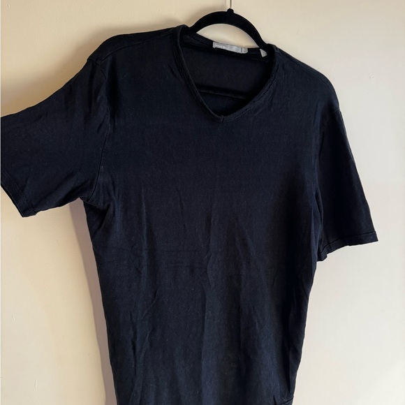 Vince size L Linen T-Shirt Black Retail $225.00 - Picture 2 of 5